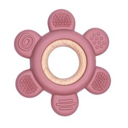 BITFIGUR I SILIKON OCH TRÄ - BLOMMA  MED STRUKTUR ROSE
