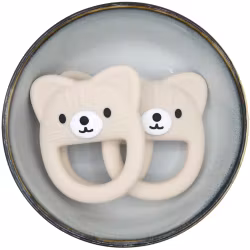 TEETHING FIGURE   IN SILICONE - CAT - WITH STRUCTURE - LATTE