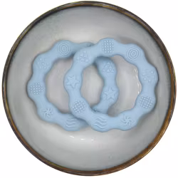 TEETHING FIGURE IN SILICONE - RING WITH STRUCTURE - GRAY BLUE