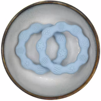TEETHING FIGURE IN SILICONE - RING WITH STRUCTURE - GRAY BLUE