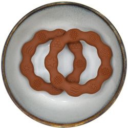 BITFIGUR I SILIKON - RING MED STRUKTUR  - ROST BRUN