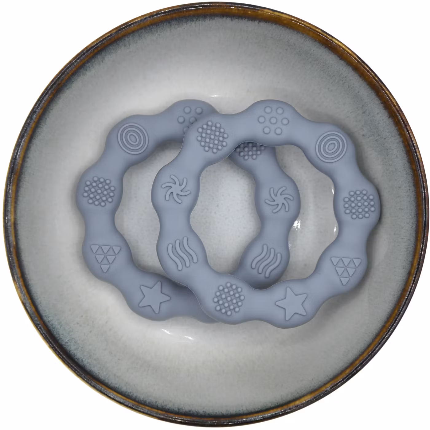 TEETHING  FIGURE IN SILICONE - RING WITH STRUCTURE - GRAY