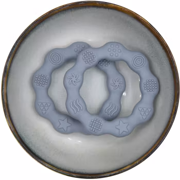 TEETHING  FIGURE IN SILICONE - RING WITH STRUCTURE - GRAY