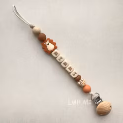 Pacifier holder with the name Hedgehog rusty brown /WHEAT