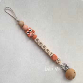 Napphållare med namn - OWL- TERRACOTTA / WHEAT
