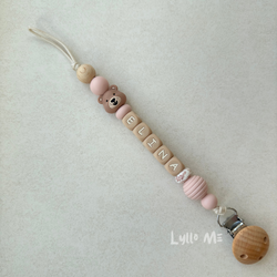 Napphållare med namn - Lilla Björn- Hazelnut - Light Old Pink / Oatmeal
