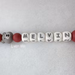 Pacifier holder with name - Lilla Björn - Taupe - Autumn Spice/ CREAM
