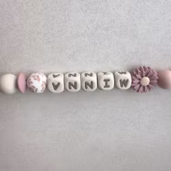 Pacifier holder with name DAISY Old Pink /CREAM 1