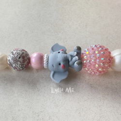 BADGEHÅLLARE  3d Elephant med bling ROSA med Nylonsnöre
