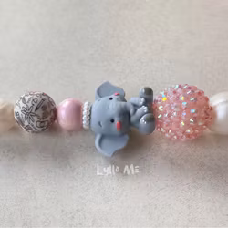 BADGEHÅLLARE  3d Elephant med bling ROSA