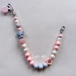 BADGE HOLDER 3d Elephant with bling PINK with Nylon cord