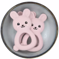 TEETHING FIGURE IN SILICONE -Rabbit - Light Old Pink
