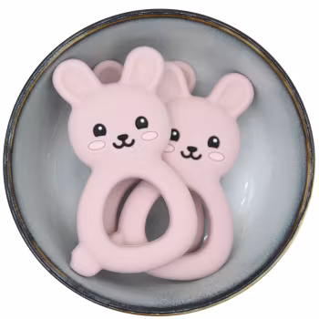 TEETHING FIGURE IN SILICONE -Rabbit - Light Old Pink