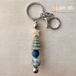 KEY RING FIR silver/ laurel green