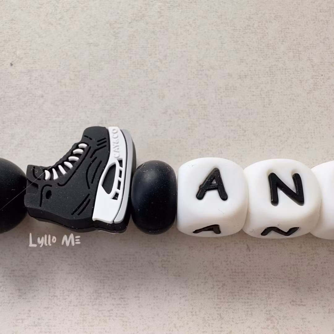 Pacifier holder with name Hockey Black / WHITE