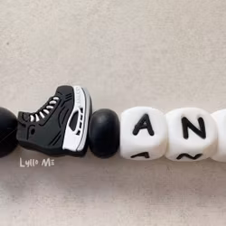 Pacifier holder with name Hockey Black / WHITE