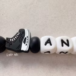 Pacifier holder with name Hockey Black / WHITE