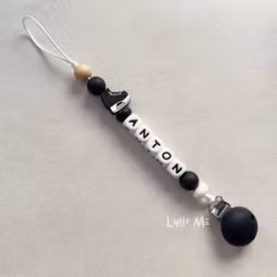 Pacifier holder with name Hockey Black / WHITE