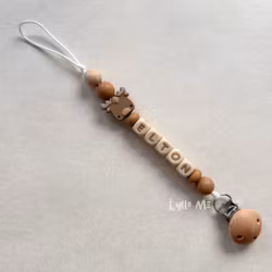 Pacifier holder with name Moose /WHEAT