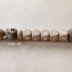 Pacifier holder with name - Little Björn Taupe / TAUPE