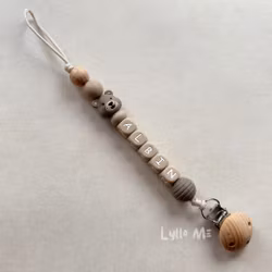 Pacifier holder with name - Little Björn Taupe / TAUPE