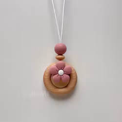 NURSING NECKLACE-RETRO FLOWER-OLD PINK