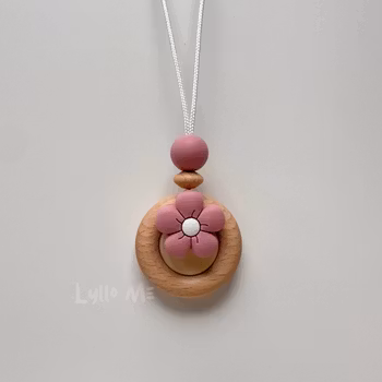 NURSING NECKLACE-RETRO FLOWER-OLD PINK