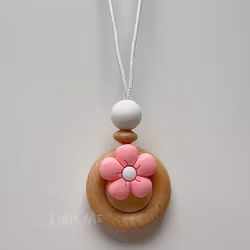 AMNINGSHALSBAND-RETRO FLOWER-PEACH PINK