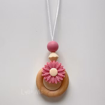 NURSING NECKLACE-DAISY-RASPBERRY