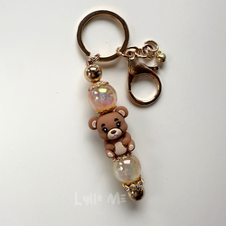 NYCKELRING - TEDDY BEAR brown - sparkle -GOLD