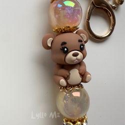 NYCKELRING - TEDDY BEAR brown - sparkle -GOLD