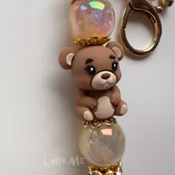 NYCKELRING - TEDDY BEAR brown - sparkle -GOLD