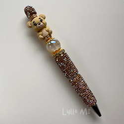 STRASS PENNA MED PÄRLOR -TEDDY BEAR sand - GOLD