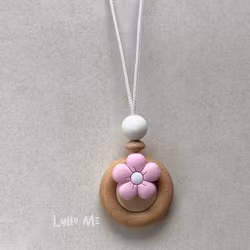 AMNINGSHALSBAND-RETRO FLOWER- SWEET PINK