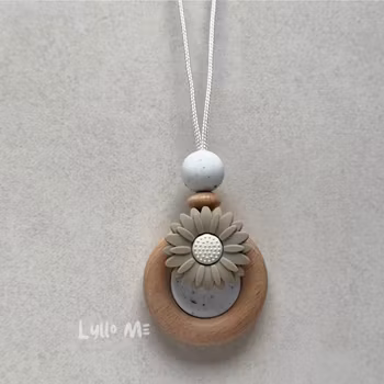 NURSING NECKLACE-DAISY-SPECKLED-TAUPE