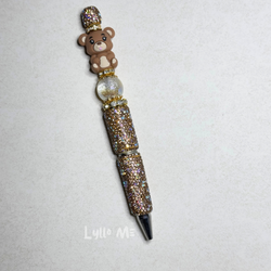 STRASS PENNA MED PÄRLOR -TEDDY BEAR brown - GOLD