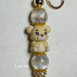 NYCKELRING - TEDDY BEAR sand - sparkle -GOLD