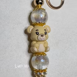 NYCKELRING - TEDDY BEAR sand - sparkle -GOLD