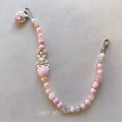 BADGE HOLDER KITTYCAT with bling PINK (elastic)