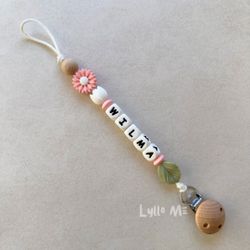 Napphållare med namn DAISY Soft Pink / WHITE