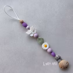 PACIFIER HOLDER - Butterfly -Daisy- Lilac
