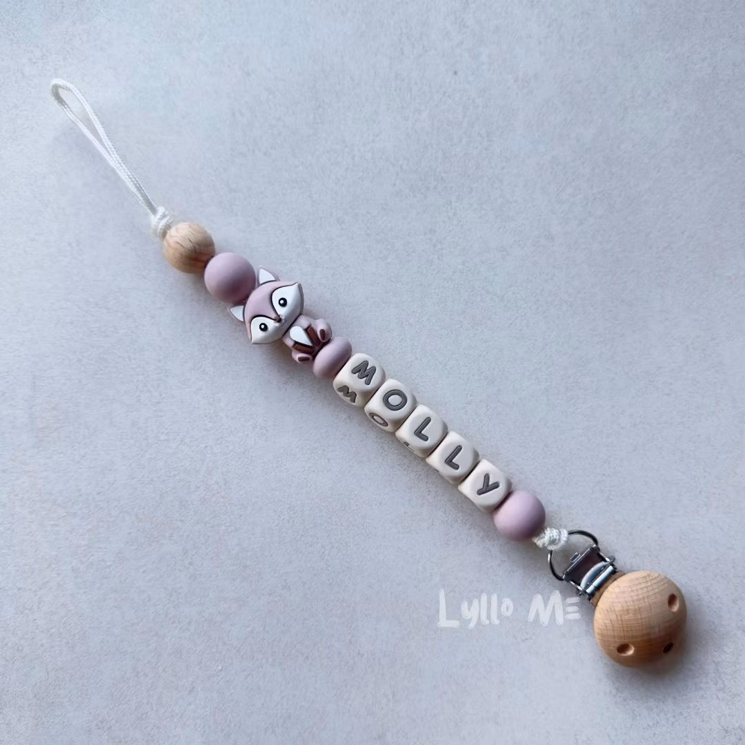 Napphållare med namn -FOX Purple Linen / CREAM