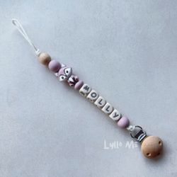 Napphållare med namn -FOX Purple Linen / CREAM