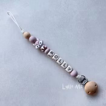 Napphållare med namn -FOX Purple Linen / CREAM