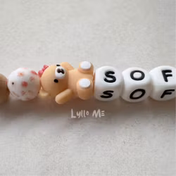 Pacifier holder with name - Nallelina - Light Pink / WHITE