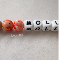 Pacifier holder with name - Floral pattern - / WHITE