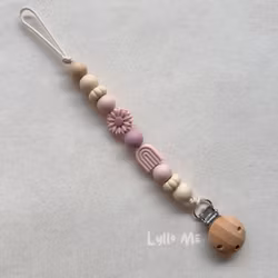 PACIFIER HOLDER - DAISY -RAINBOW-LIGHT OLD ROSE