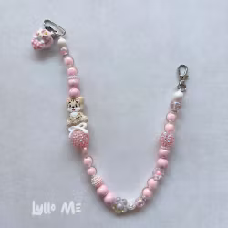 BADGEHÅLLARE KITTYCAT med bling ROSA (elastisk)