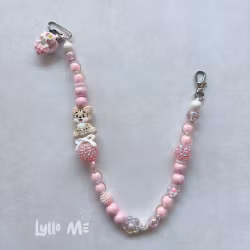 BADGEHÅLLARE KITTYCAT med bling ROSA (elastisk)