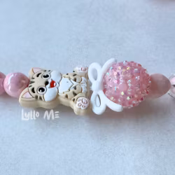 BADGEHÅLLARE KITTYCAT med bling ROSA (elastisk)